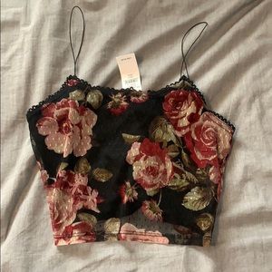 AE Studio Floral Mesh Tank